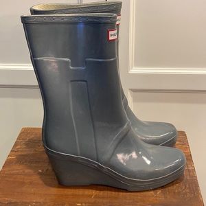 Hunter Kellan Rain Boots Grey Rubber Midcalf 9M/10 F